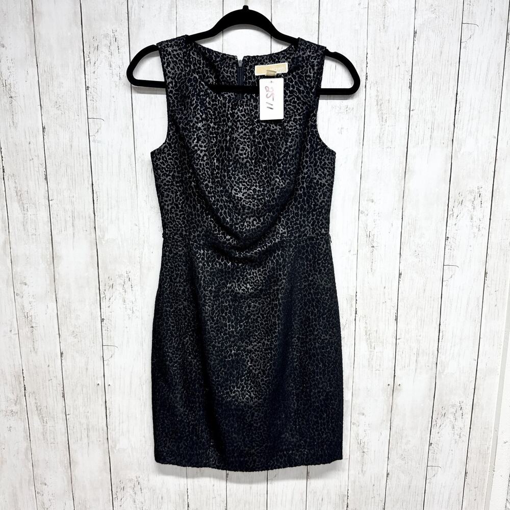 Michael Michael Kors Dress Women Size 6 Black Leopard Print‎ Sleeveless Mini